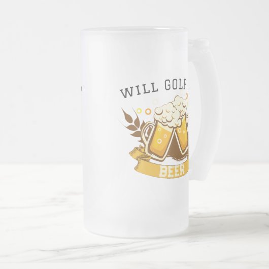Will GOLF voor bier | aanpasbaar Matglas Bierpul (Voorkant rechts)