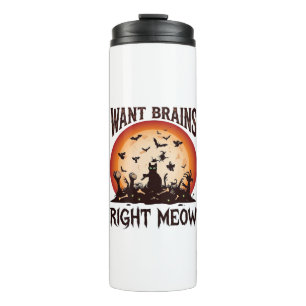 Will Hersenen Juist Nu Halloween Zwarte Kat Oranje Thermosbeker
