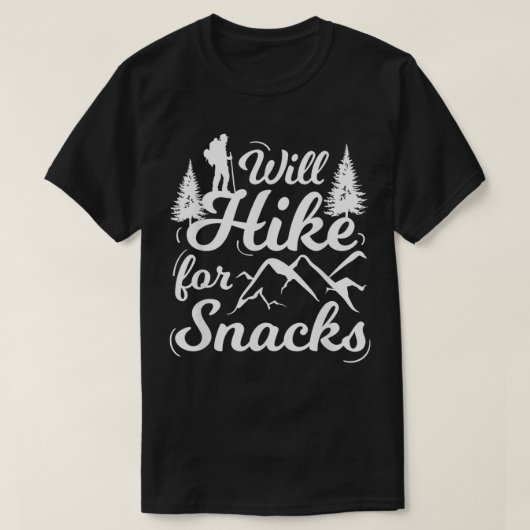 Will Hike for Snacks Funny Hiking T-shirt (Design voorkant)