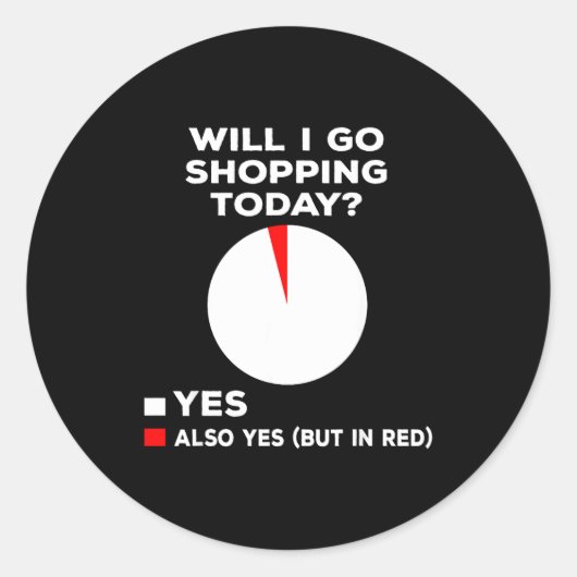 Will I Go Shopng Today Funny Shopng Quote  Ronde Sticker (Voorkant)