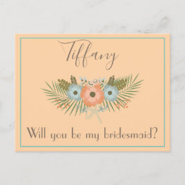  Will jij bent mijn bruidmaideflorale Briefkaart