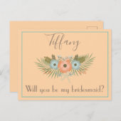 Will jij bent mijn bruidmaideflorale Briefkaart (Voorkant / Achterkant)