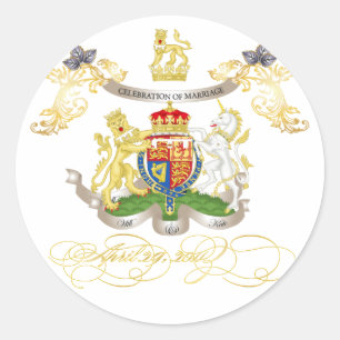Will+Kate Memorabilia, aanpasbare kleur! Ronde Sticker