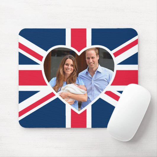 Will, Kate, Prince George - Britse vlag Muismat (Met muis)