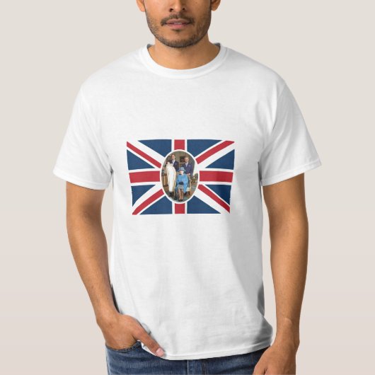 Will, Kate, Prince George - Britse vlag T-shirt (Voorkant)