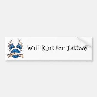 Will Knit for Tattoos Bumpersticker - Nieuwe Logo