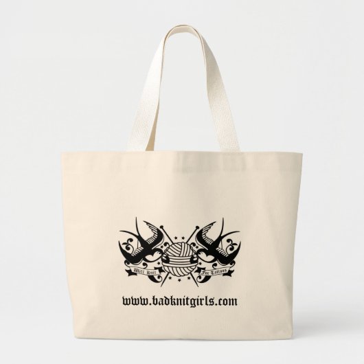 Will Knit voor Tattoos Grote Tote Bag (Voorkant)