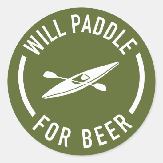 Will Paddle for beer Ronde Sticker (Voorkant)