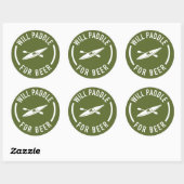 Will Paddle for beer Ronde Sticker (Vel)