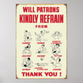 Will Patrons Kindly Refrain - Home Decor Wall Art Poster (Voorkant)