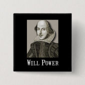 Will Power Vierkante Button 5,1 Cm (Voorkant)
