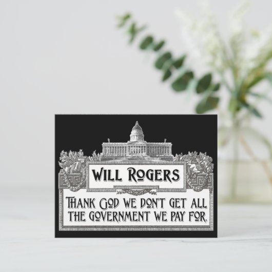 Will Rogers citeert over de efficiëntie van de ove Briefkaart (Staand voorkant)