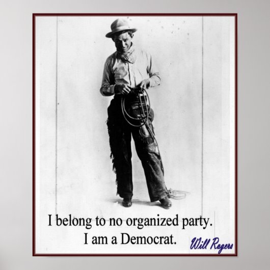 "Will Rogers - Democraat" Poster (Voorkant)