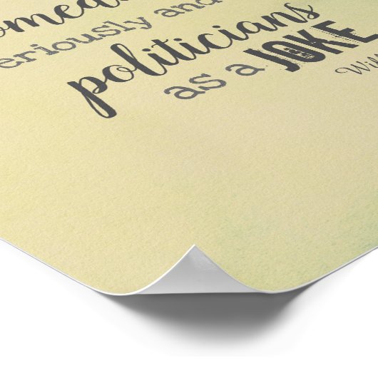 Will Rogers humor citeert poster over politiek (Hoek)