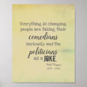 Will Rogers humor citeert poster over politiek (Voorkant)