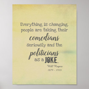 Will Rogers humor citeert poster over politiek