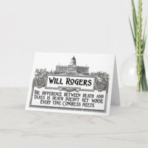 Will Rogers over dood en belastingen Kaart