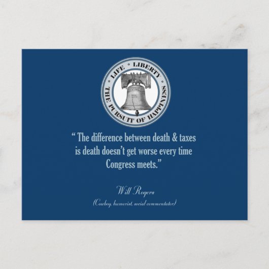Will Rogers Quote (Dood & Belastingen) Briefkaart (Voorkant)