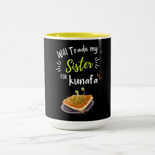 Will ruilt mijn zuster voor Kunafa Funny Meme Tweekleurige Koffiemok (Center)