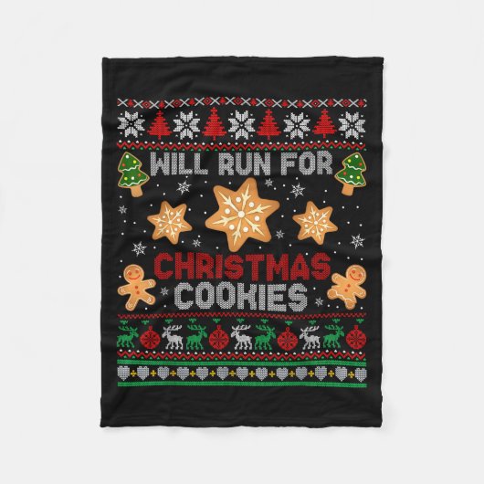 Will Run For Christmas Cookies Gingerbread Lover U Fleece Deken (Voorkant)