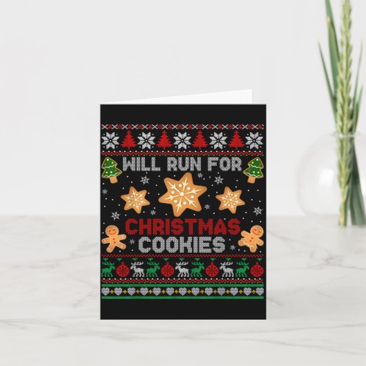 Will Run For Christmas Cookies Gingerbread Lover U Kaart (Voorkant)