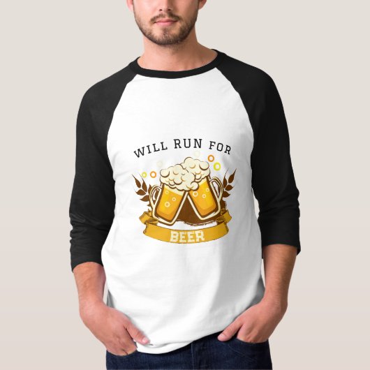 Will RUN voor bier | aanpasbaar T-shirt (Voorkant)