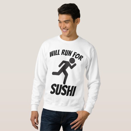 WILL RUN VOOR SUSHI, Grappige T-shirts (Voorkant volledig)
