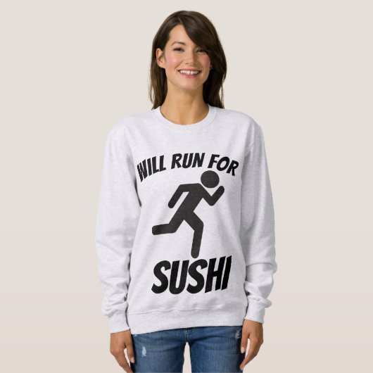 WILL RUN VOOR SUSHI, Grappige T-shirts (Voorkant volledig)