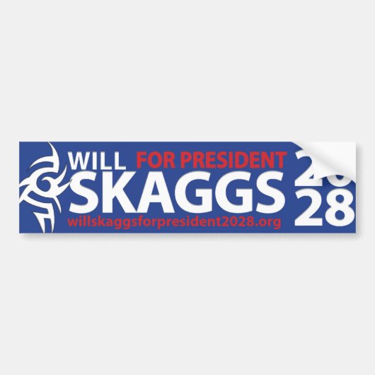 Will Skaggs voor President 2028 Bumpersticker (Voorkant)