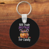 Will Trade Brother For Candy Funny Halloween Girls Sleutelhanger (Voorkant)