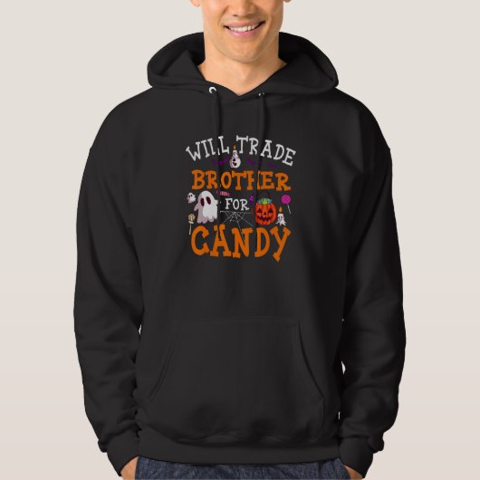 Will Trade Brother For Candy Pumpkin Lantern Hallo Hoodie (Voorkant)