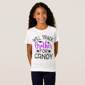 Will Trade Brother for Snoep Funny Halloween T-shirt (Voorkant volledig)