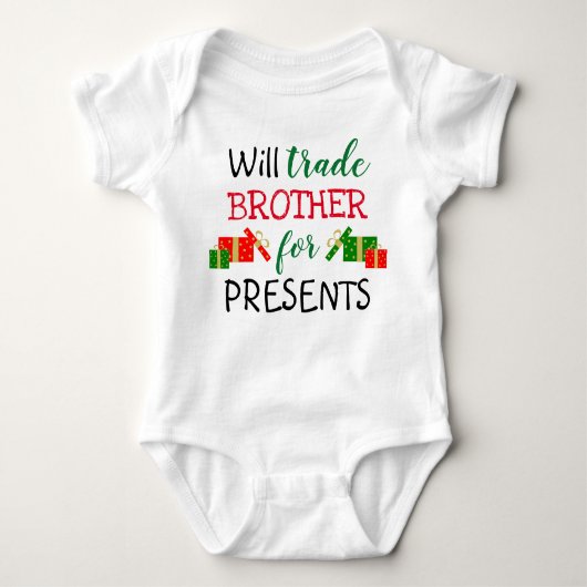 Will Trade Brother voor Cadeaus Kerstpasgeboren Romper (Voorkant)