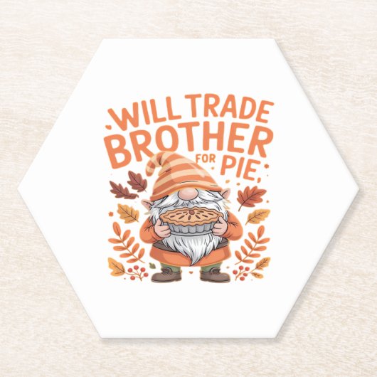 Will Trade Brother voor taart kabouters Thanksgivi Kartonnen Onderzetters (Voorkant)