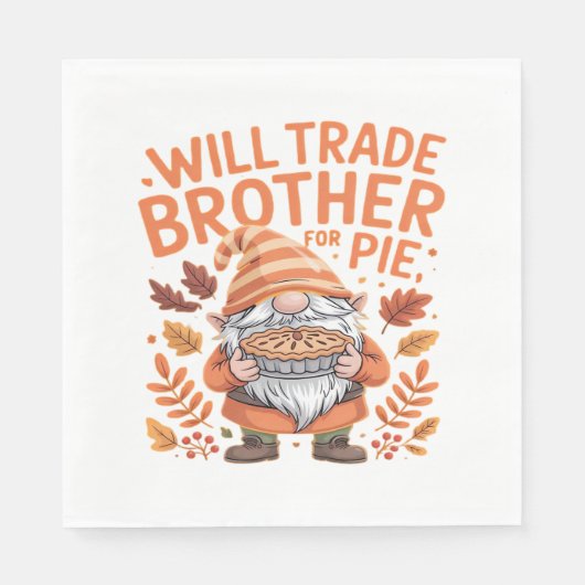 Will Trade Brother voor taart kabouters Thanksgivi Servet (Voorkant)