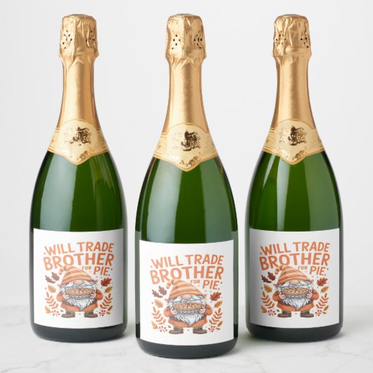 Will Trade Brother voor taart kabouters Thanksgivi Sparkling Wijnetiket (Flessen)