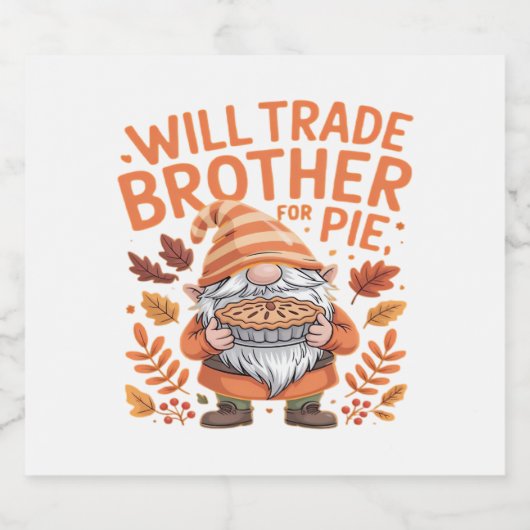 Will Trade Brother voor taart kabouters Thanksgivi Sparkling Wijnetiket