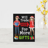 Will Trade Her For More Funny Christmas Couple Quo Kaart (Gele Bloem)