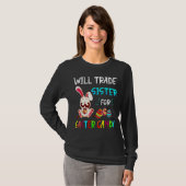 Will trade Sister for Easter Snoep Bunny Eat Choco T-shirt (Voorkant volledig)