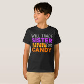 Will Trade Sister for Snoep grappige Halloween T-shirt (Voorkant volledig)