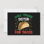Will Trade Sister voor Tacos Cinco de Mayo Party Bedankkaart (Voorkant)