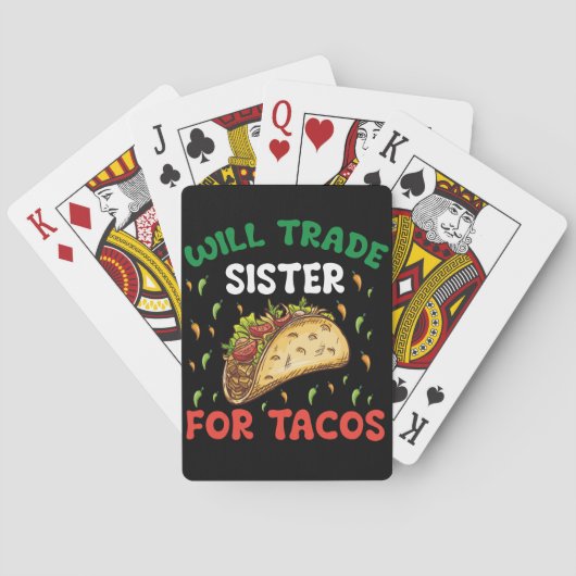 Will Trade Sister voor Tacos Cinco de Mayo Party Pokerkaarten (Achterkant)