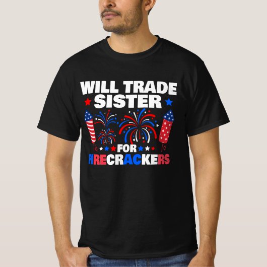 Will Trade Sister voor voetzoekers 4 juli T-shirt (Voorkant)