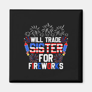 Will Trade Sister voor vuurwerk Grappig 4 juli Magneet