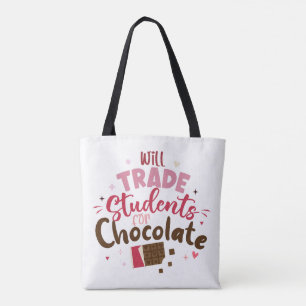 Will Trade Studenten voor Chocolate Funny Valentij Tote Bag