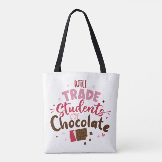 Will Trade Studenten voor Chocolate Funny Valentij Tote Bag (Achterkant)