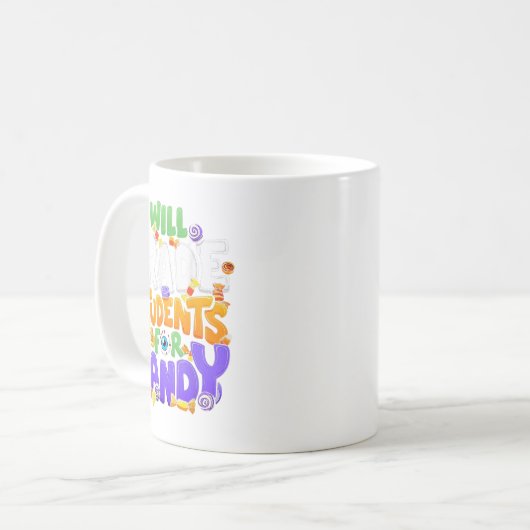 Will Trade Students For Candy Teacher Cute Hallowe Koffiemok (Voorkant links)