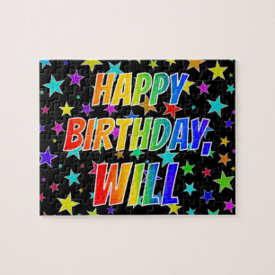 "WILL" Voornaam, gefun "HAPPY BIRTHDAY" Legpuzzel