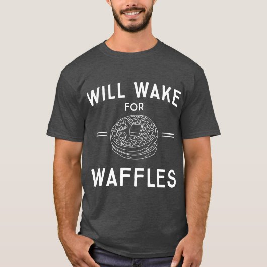 Will Wake for Waffles with Illustrated Waffles T-shirt (Voorkant)