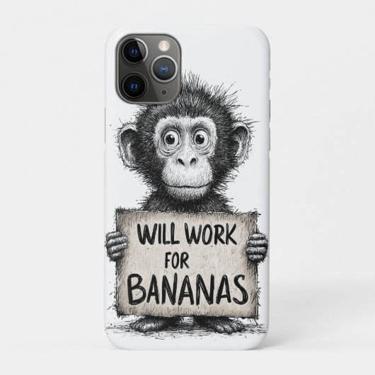 Will Work for Bananas - Humorous Monkey Sketch Case-Mate iPhone Case (Achterkant)
